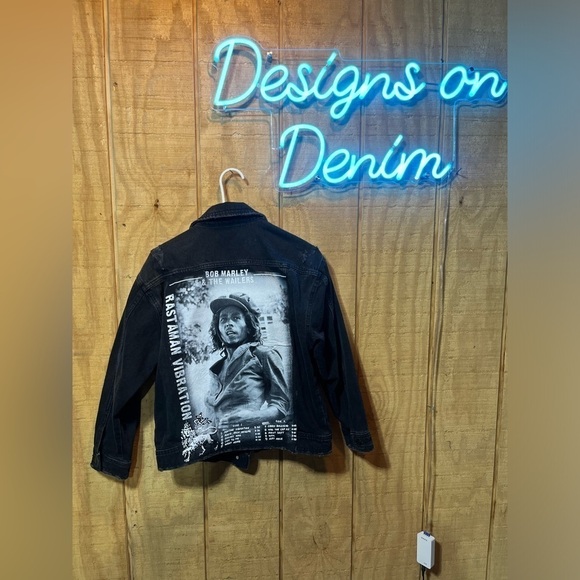 Bob Marley custom denim jacket - Picture 2 of 6